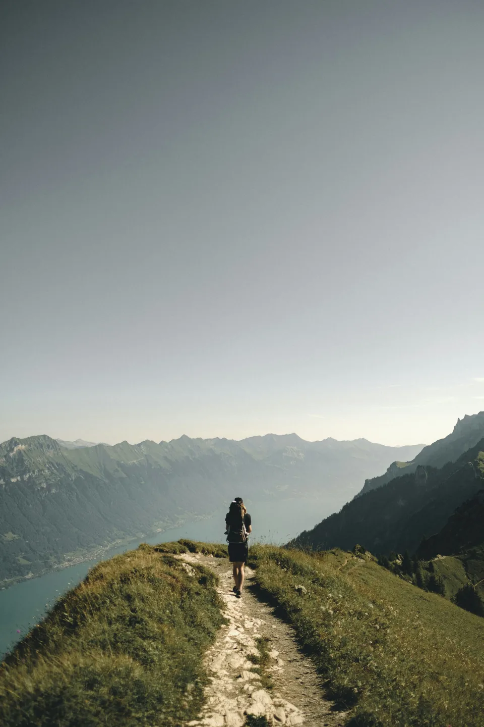 Mountain hiking above a valley